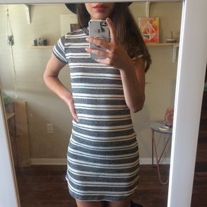 Grey striped ribbed body on dress